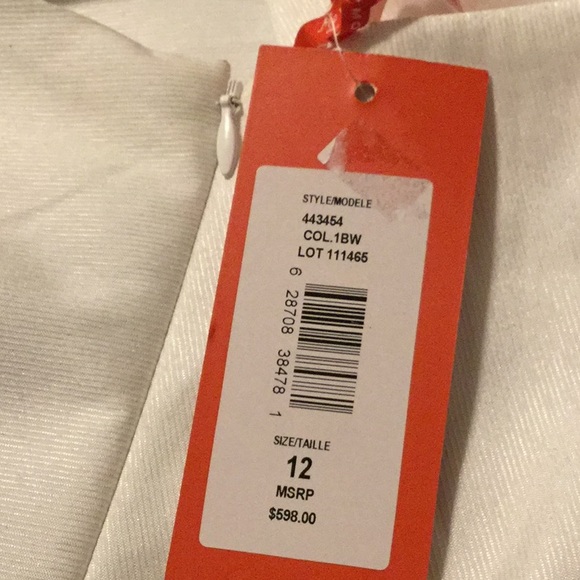 ML Monique LhuillierWhite Faille Cross-Back Gown - Picture 4 of 6